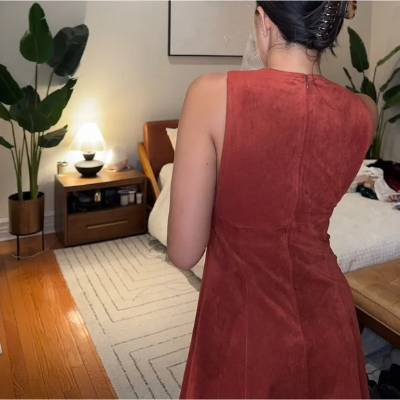 Wilfred Suede Burnt Orange Mini Dress - Picture 2 of 5